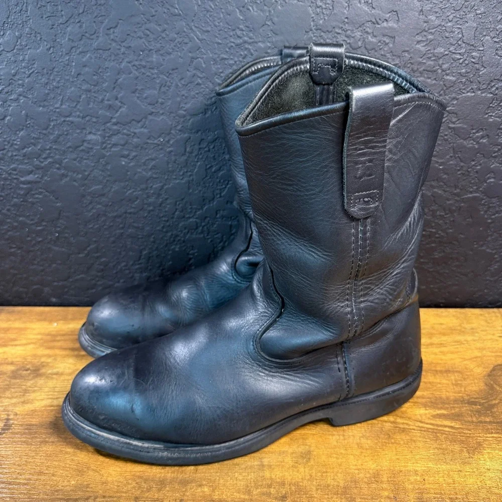 Red Wing 4471 Black Leather Steel Toe Pull-On Work Boots Mens 13 D‎ Made in USA